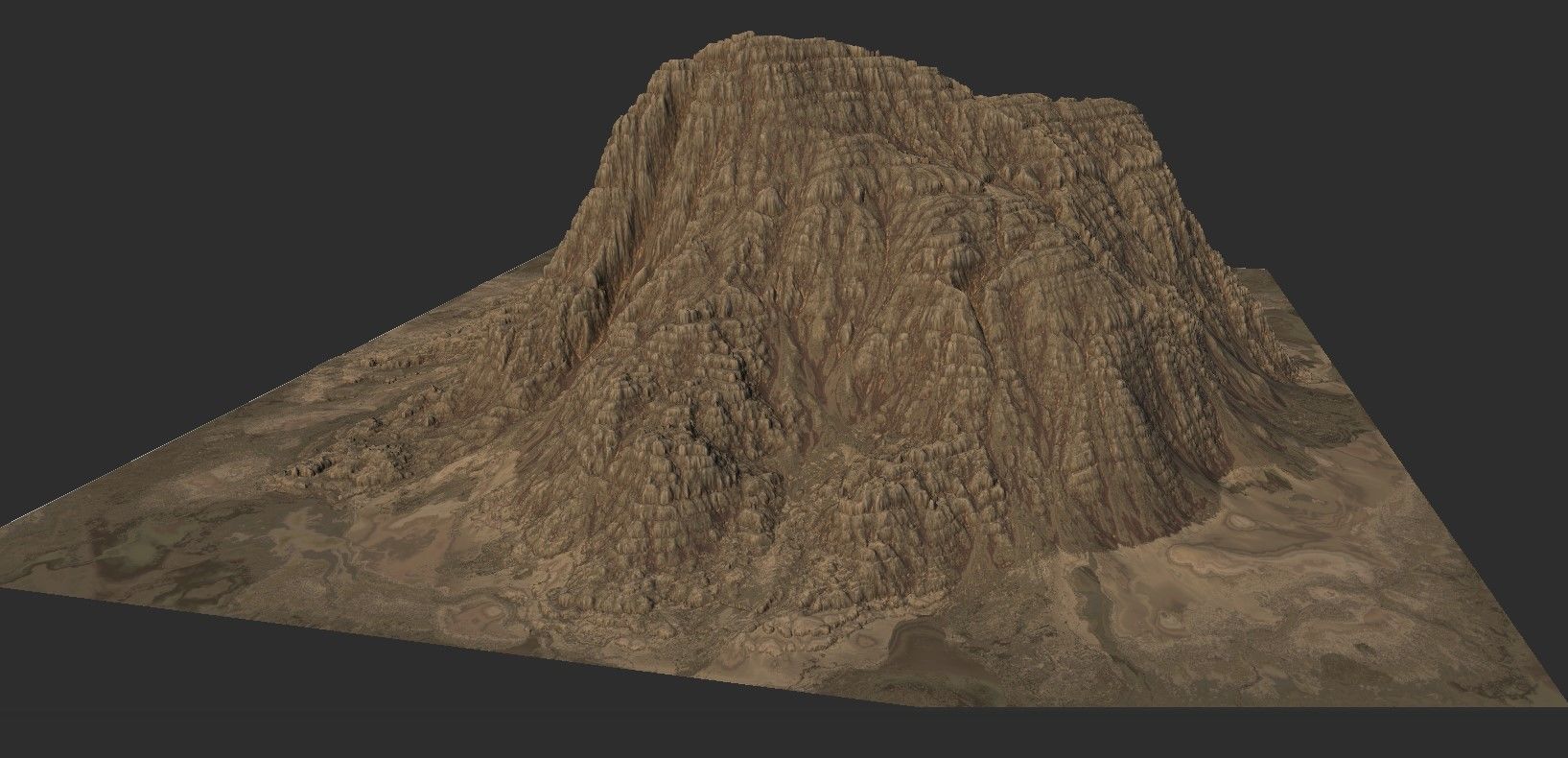Sand Terrain - 4 OBJ High Poly to Low Poly - Tall Mountain 3D model_4