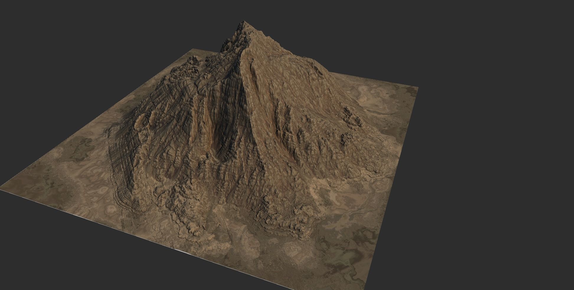 Sand Terrain - 4 OBJ High Poly to Low Poly - Tall Mountain 3D model_9