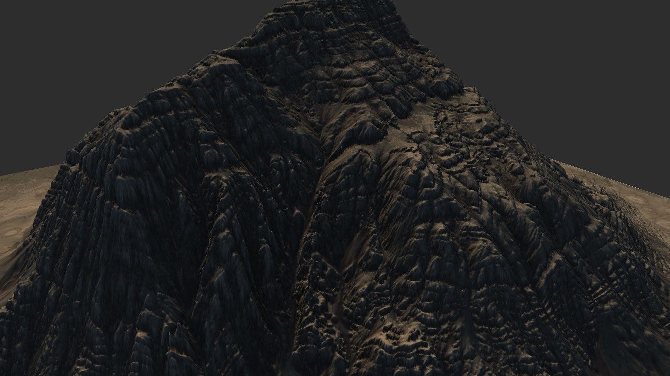 Sand Terrain - 4 OBJ High Poly to Low Poly - Tall Mountain 3D model_12