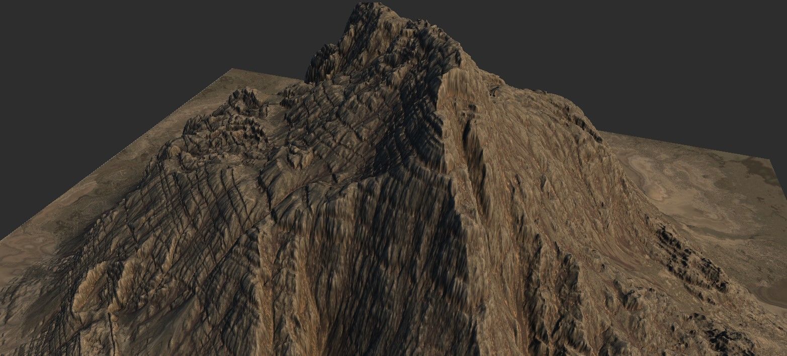 Sand Terrain - 4 OBJ High Poly to Low Poly - Tall Mountain 3D model_6