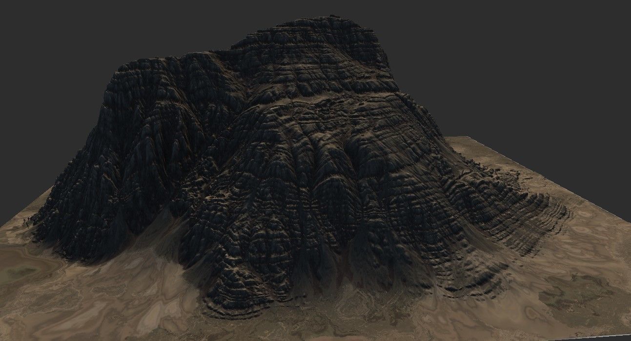 Sand Terrain - 4 OBJ High Poly to Low Poly - Tall Mountain 3D model_3