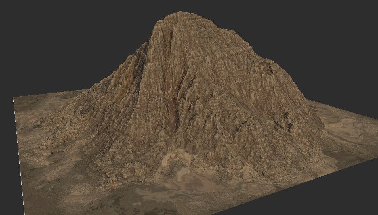 Sand Terrain - 4 OBJ High Poly to Low Poly - Tall Mountain 3D model_2