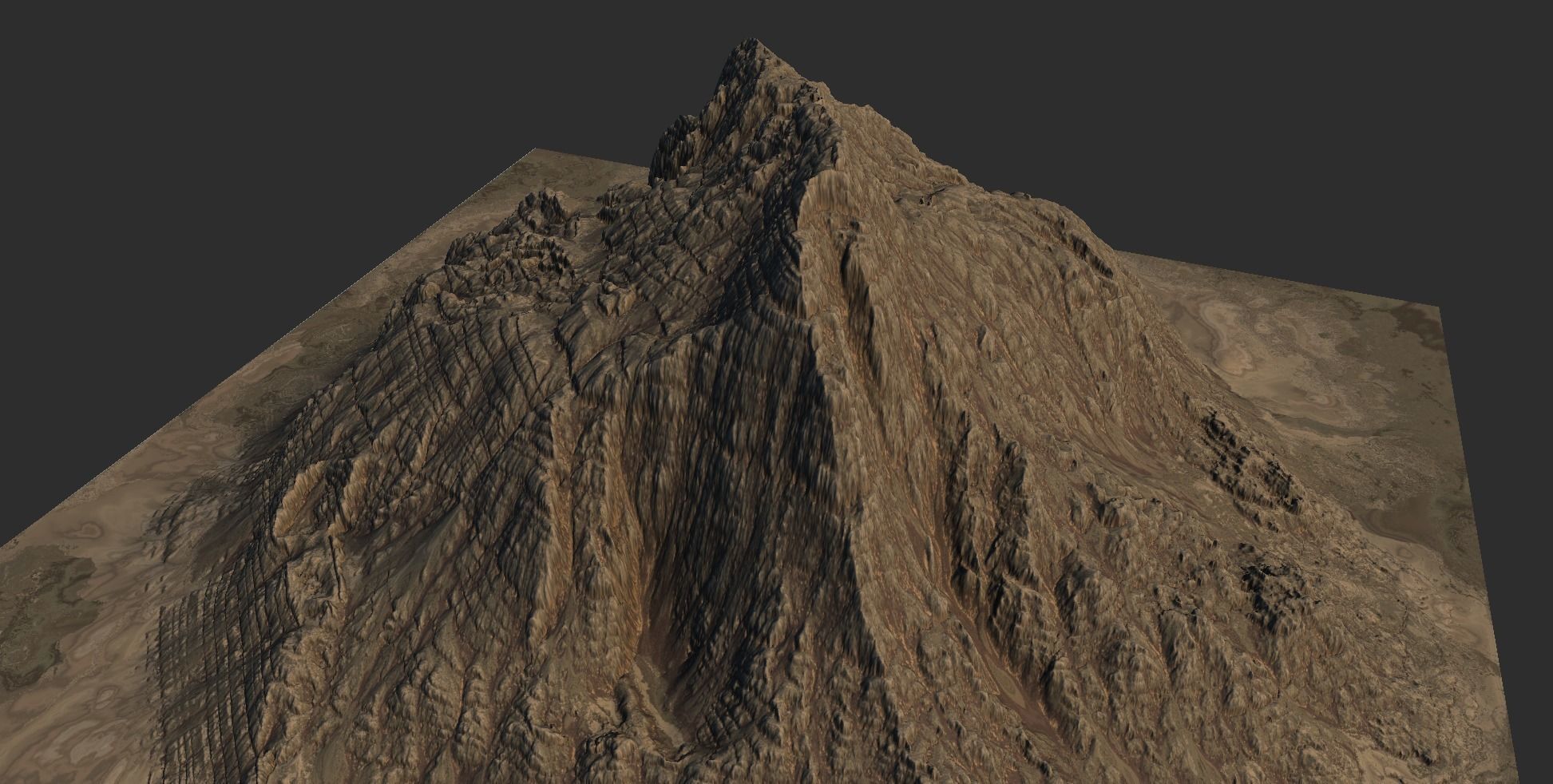 Sand Terrain - 4 OBJ High Poly to Low Poly - Tall Mountain 3D model_8