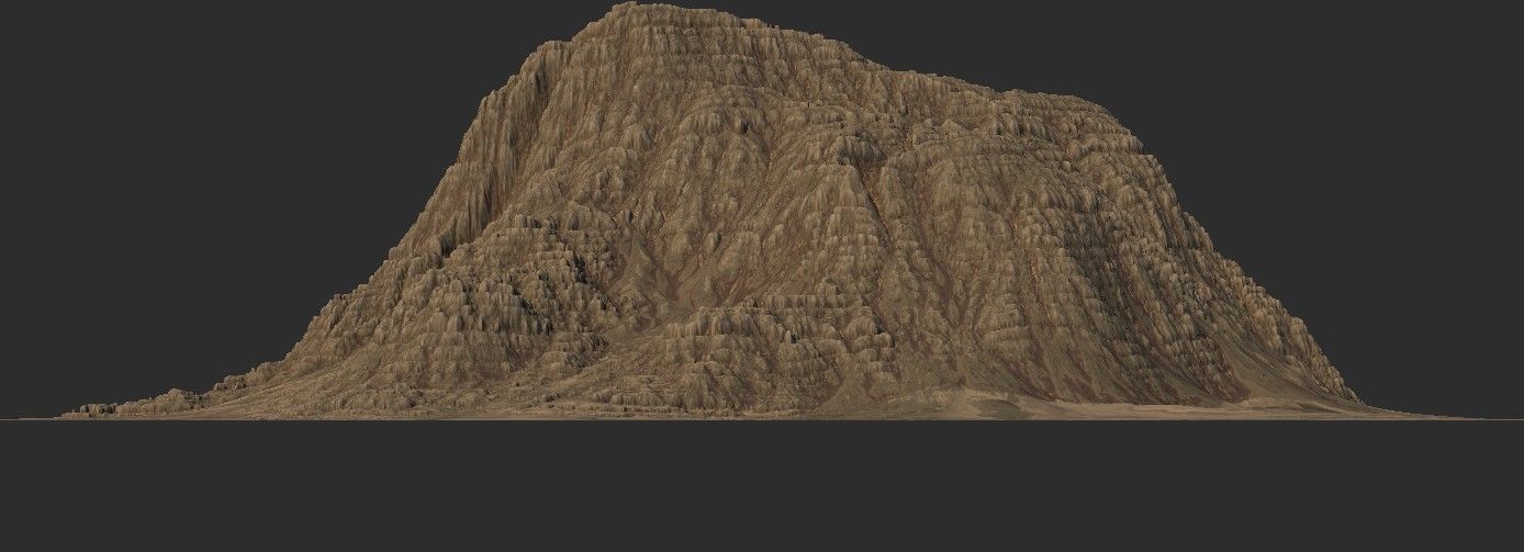Sand Terrain - 4 OBJ High Poly to Low Poly - Tall Mountain 3D model_11
