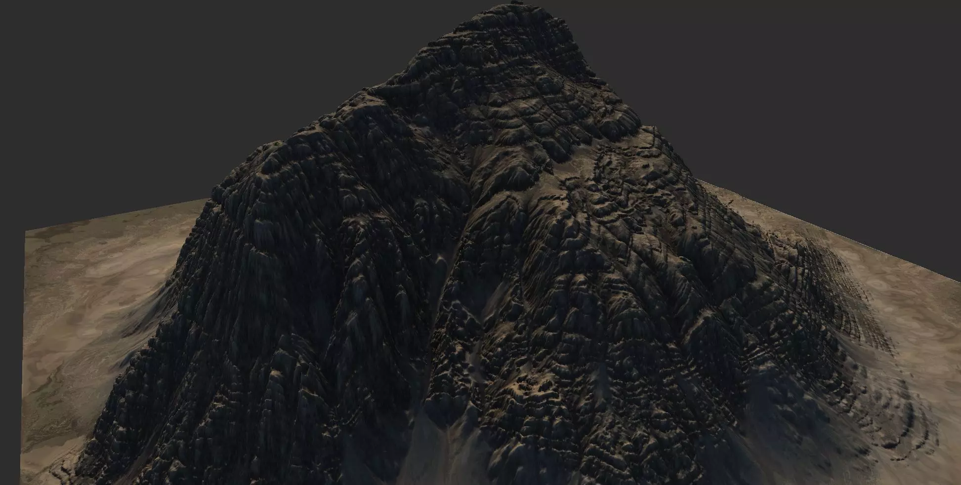 Sand Terrain - 4 OBJ High Poly to Low Poly - Tall Mountain 3D model_0