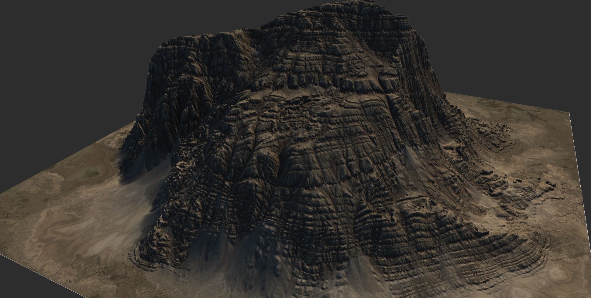 Sand Terrain - 4 OBJ High Poly to Low Poly - Tall Mountain 3D model_13