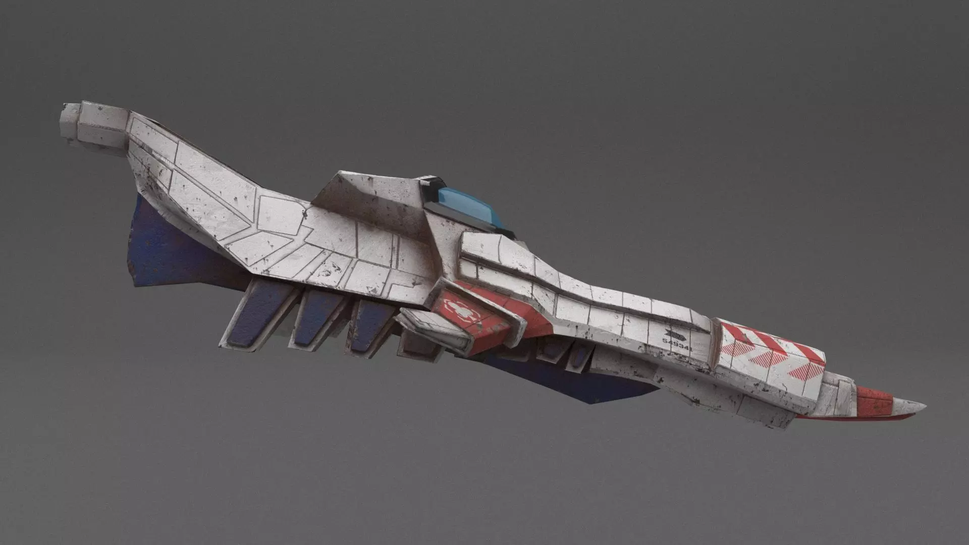 3D model Spaceship Game Ready Low Poly with stripes VR / AR / low-poly ...