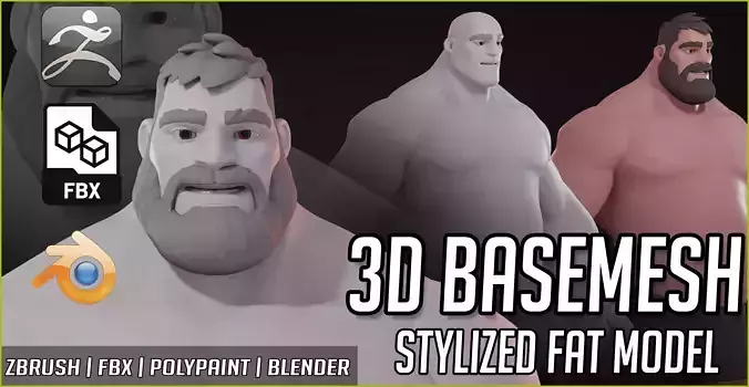 Basemesh LEONIDAS Fat Stylized Male