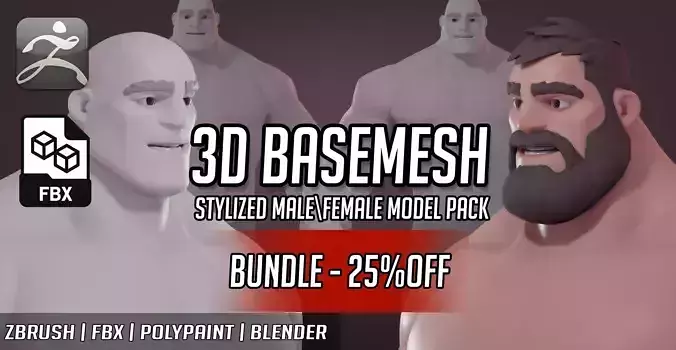 Basemesh Stylized LEONIDAS Muscle and Fat Pack 