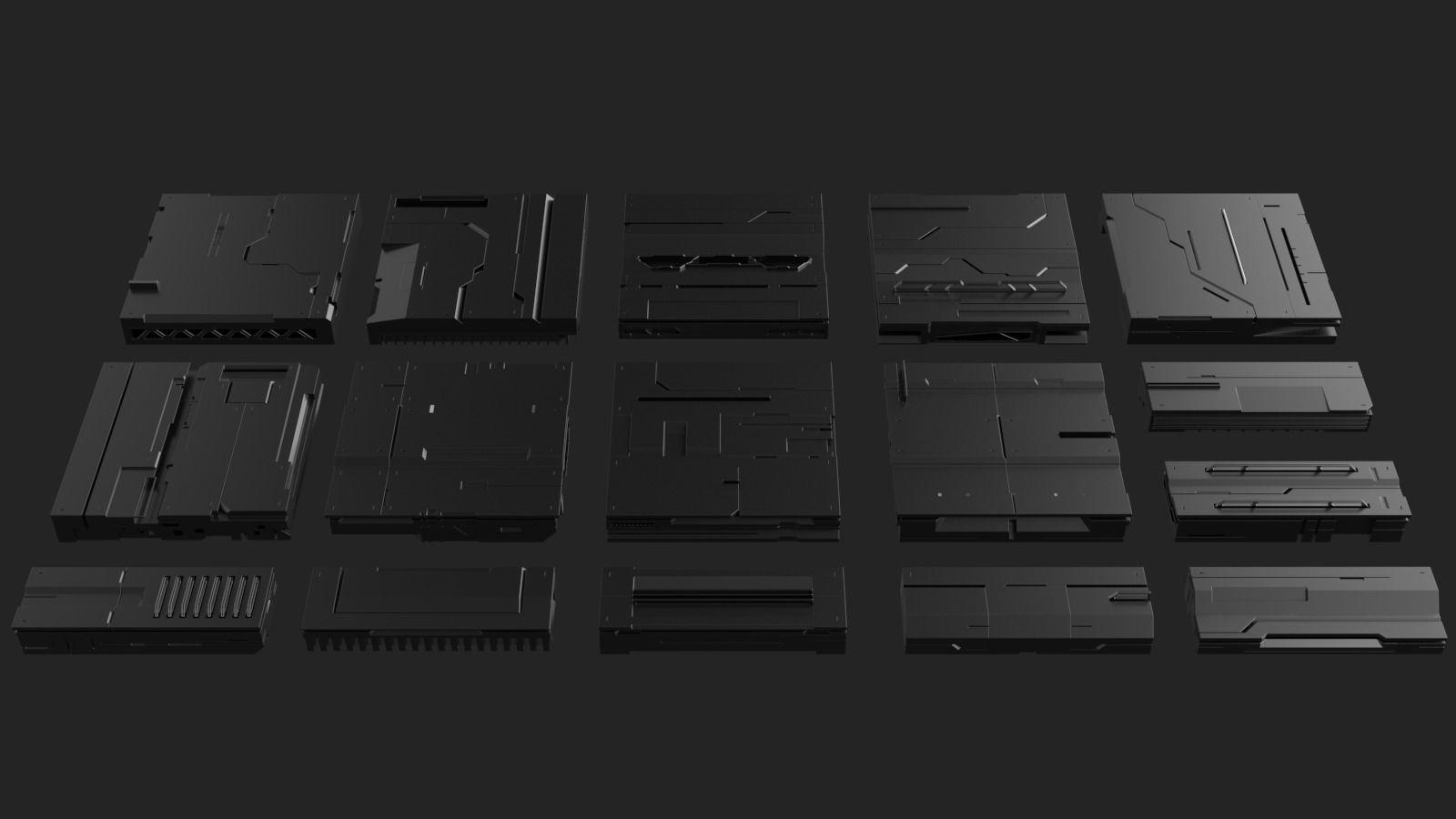 Sci-Fi Panels Kit-Bash 3D model_7