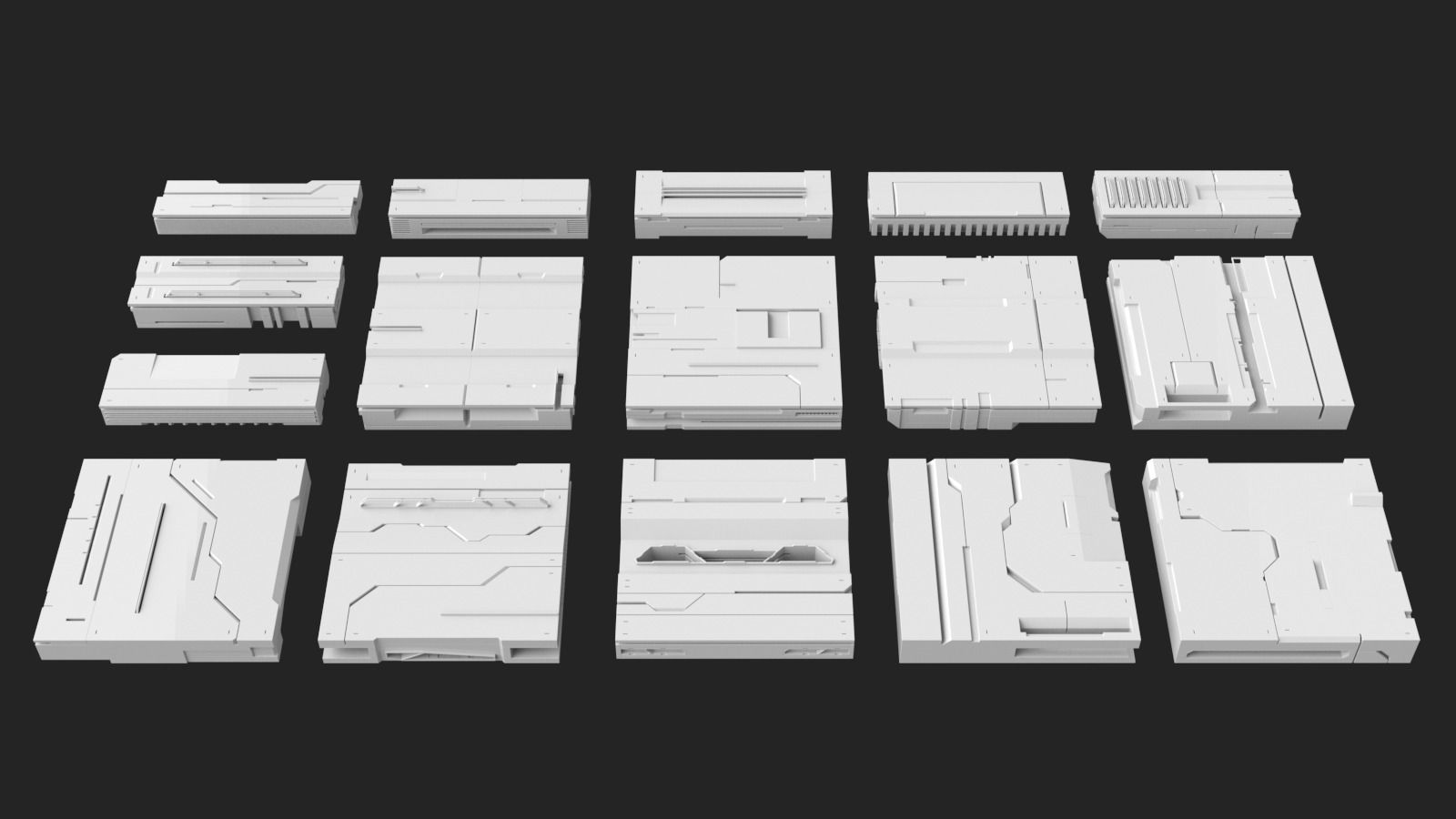 Sci-Fi Panels Kit-Bash 3D model_8