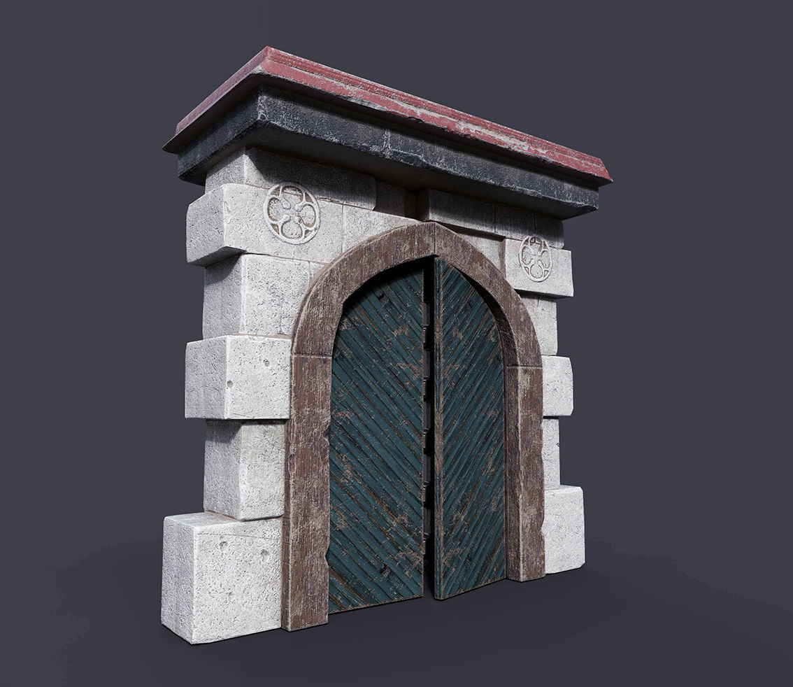 Castle gate Low-poly 3D model_2