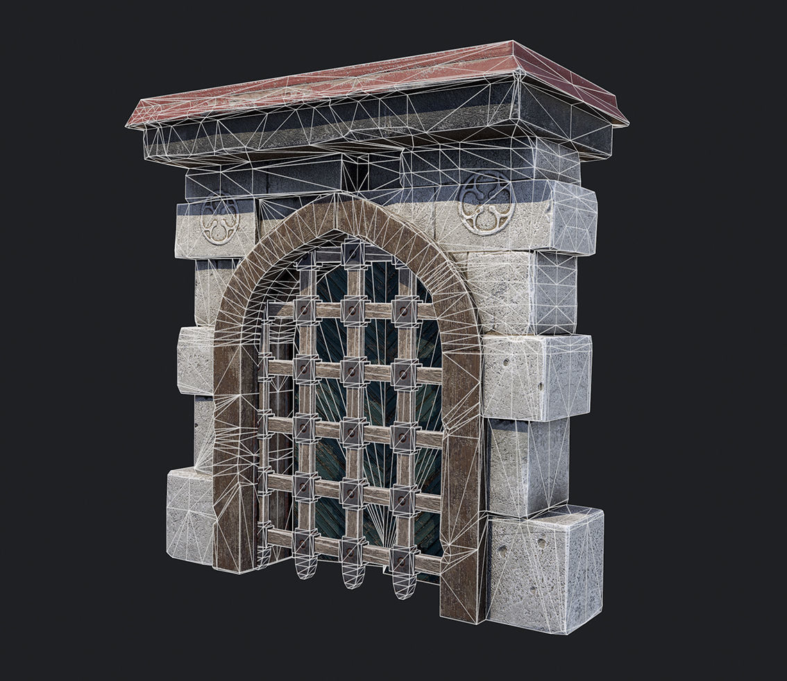 Castle gate Low-poly 3D model_3