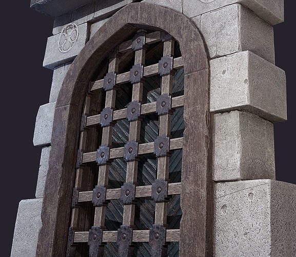 Castle gate Low-poly 3D model