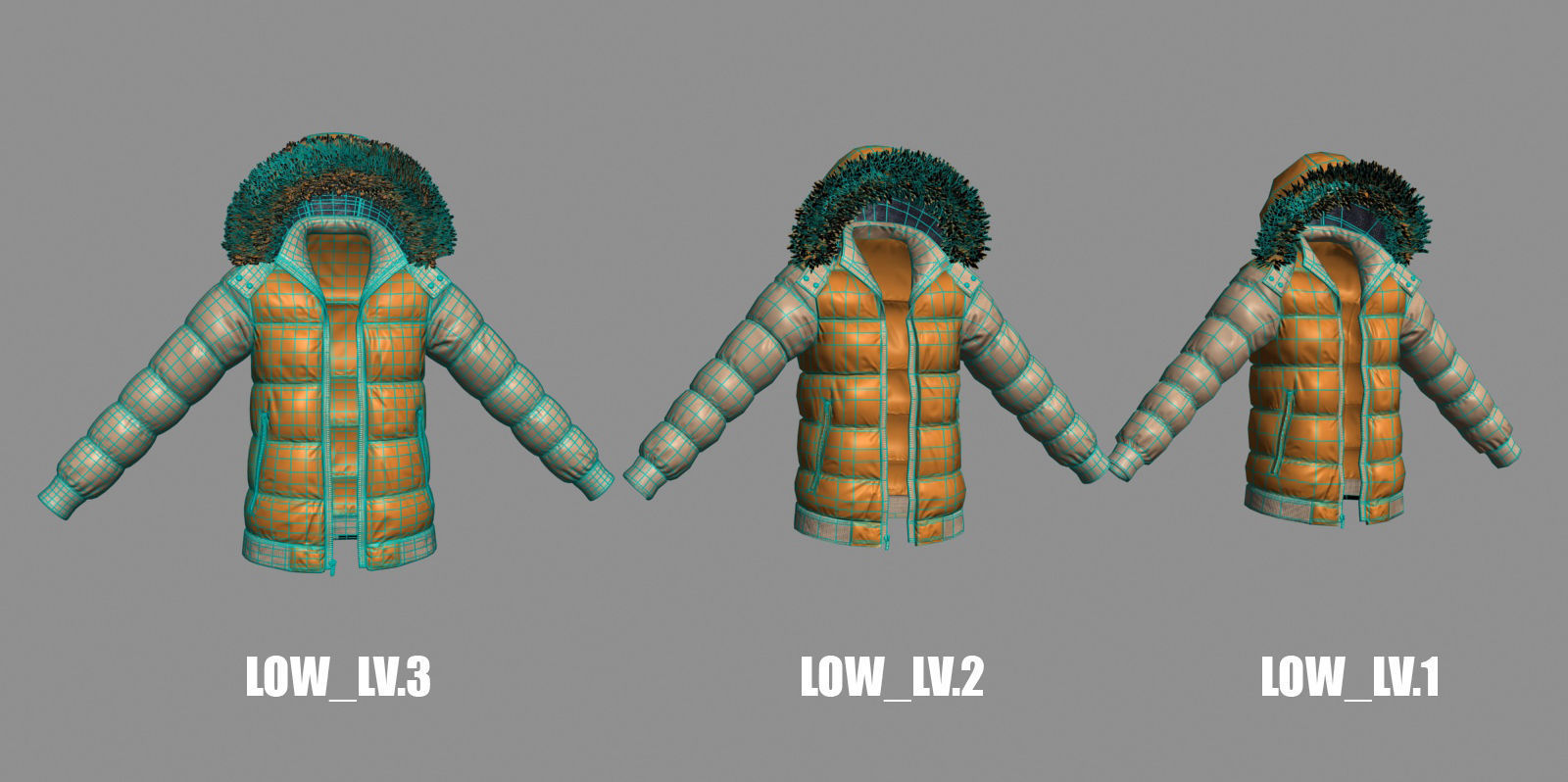 Coat winter low poly Low-poly 3D model_7