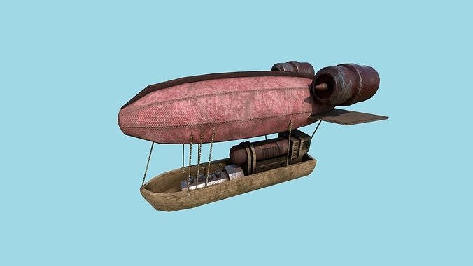 Steampunk Airship - Sci-Fi Aircraft 04 - Flying Ship Low-poly 3D model