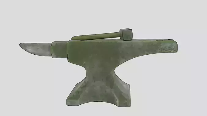 Old anvil and Hammer Free low-poly 3D model
