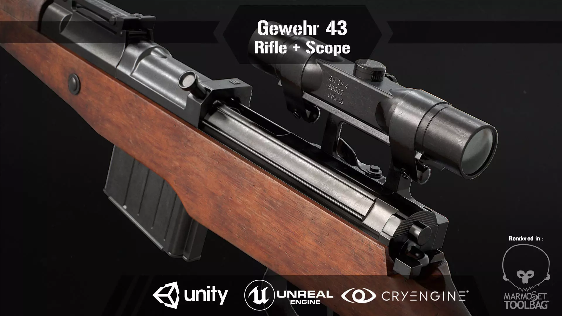 Gewehr 43 Low-poly 3D model_0