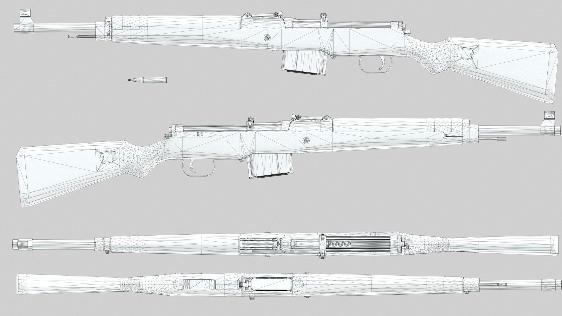 Gewehr 43 Low-poly 3D model_8