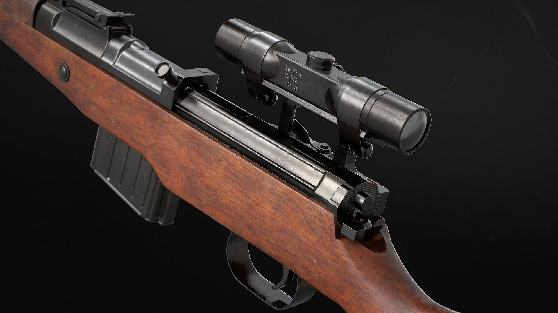 Gewehr 43 Low-poly 3D model_4