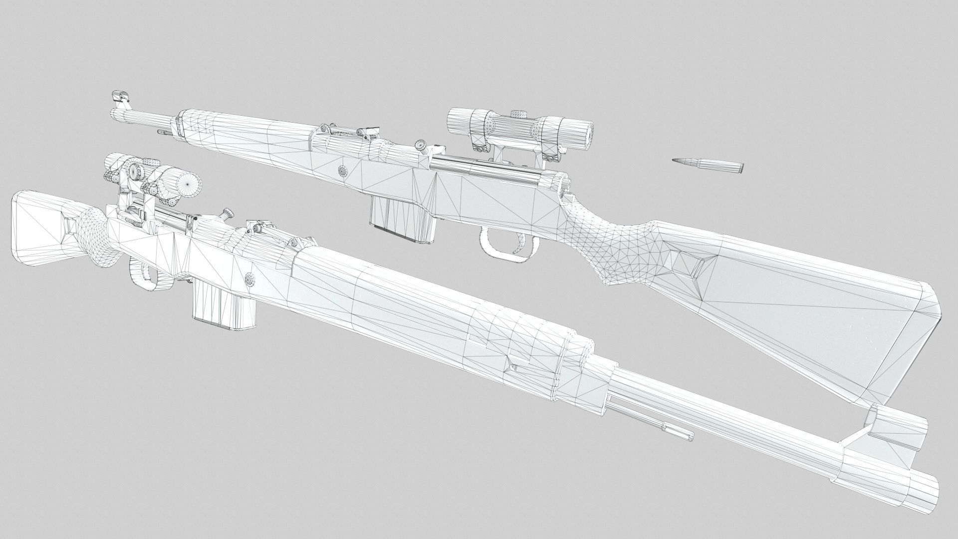 Gewehr 43 Low-poly 3D model_11