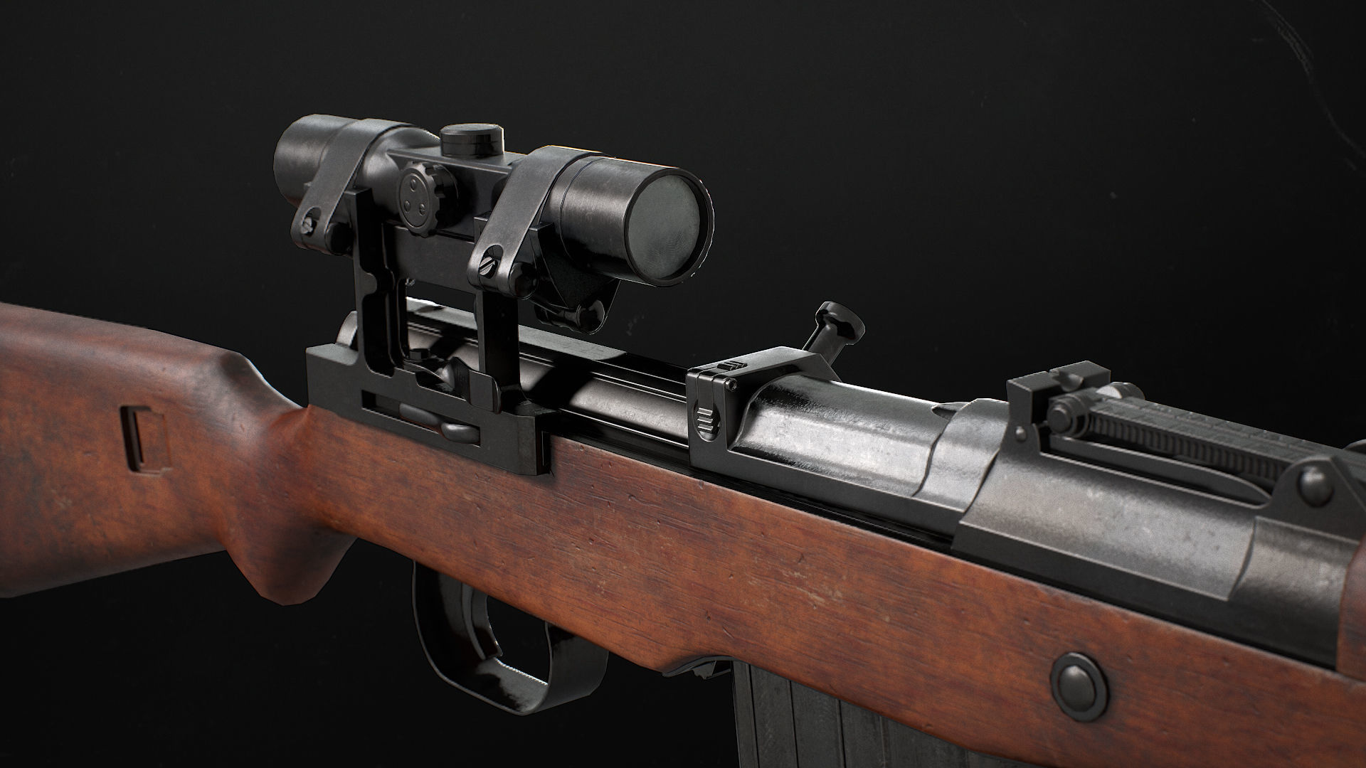 Gewehr 43 Low-poly 3D model_3