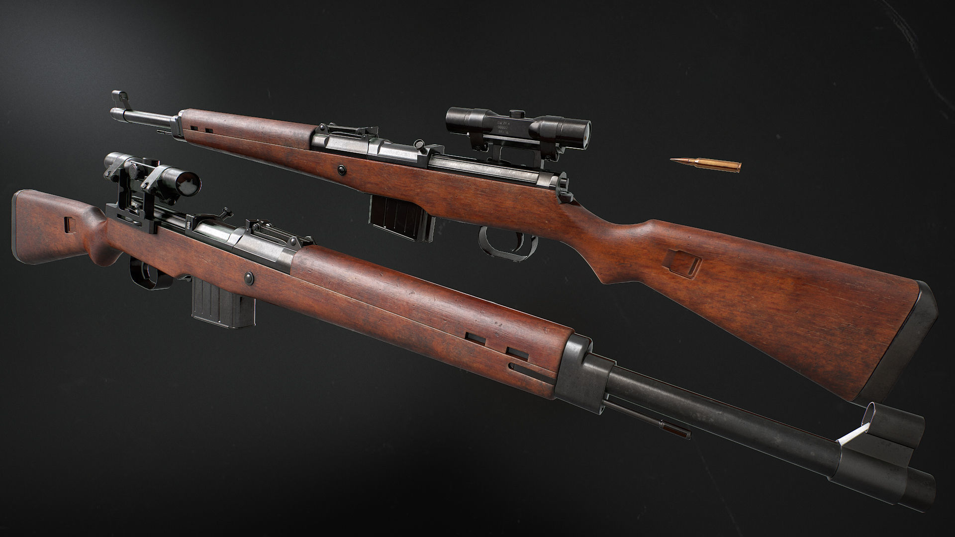 Gewehr 43 Low-poly 3D model_2
