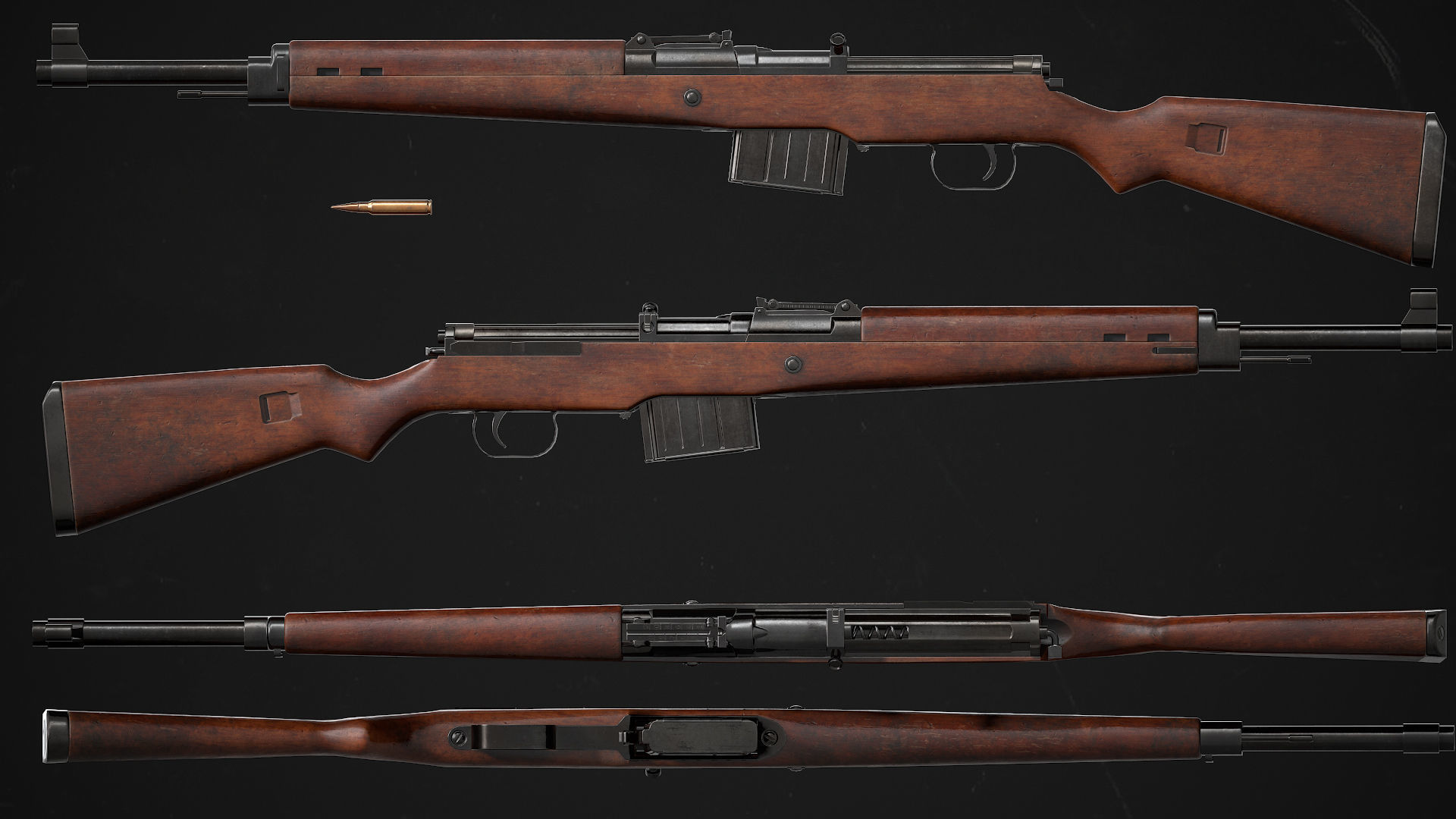Gewehr 43 Low-poly 3D model_7