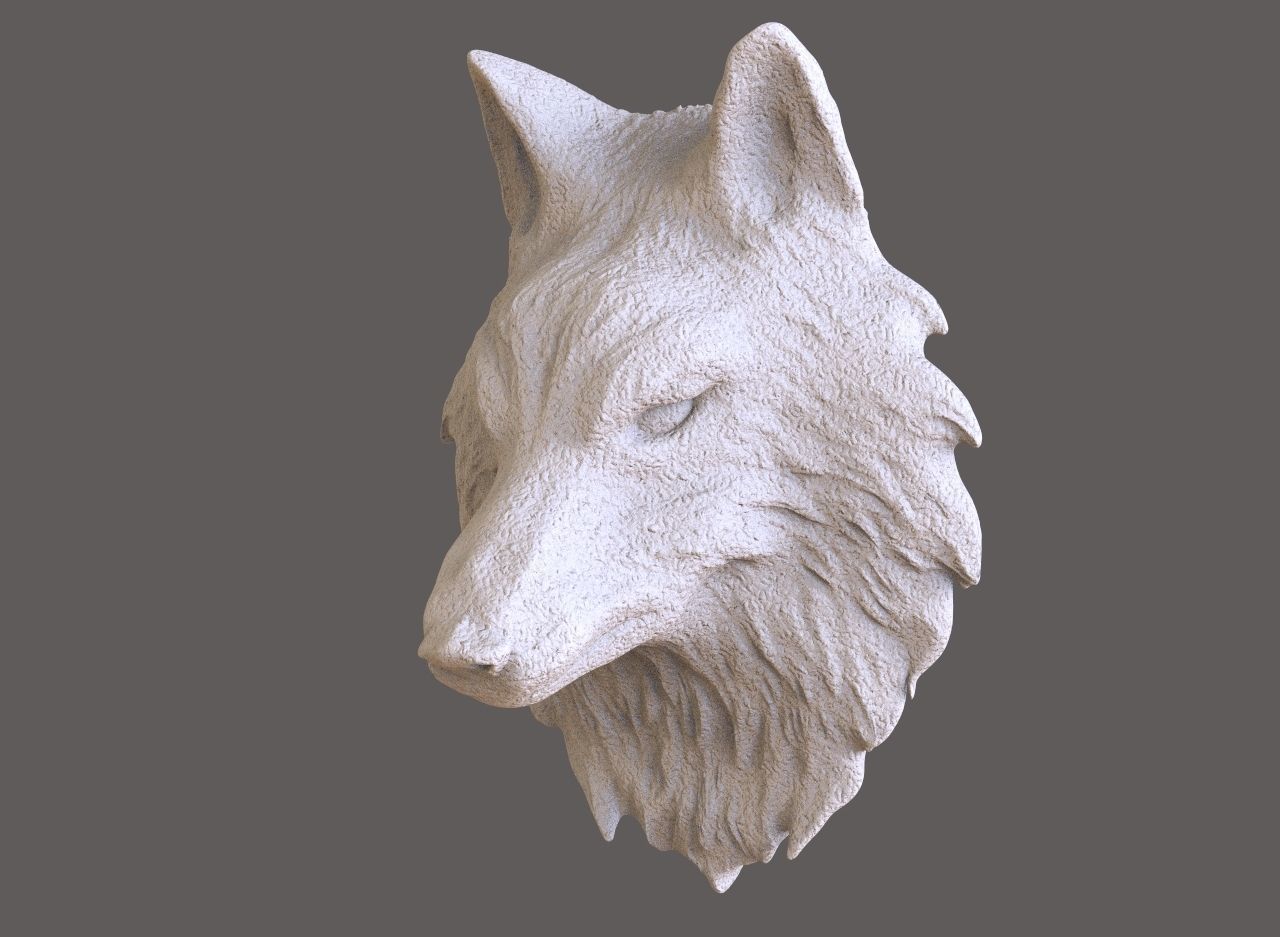 Wolf Head Sculpture 3D print model_4