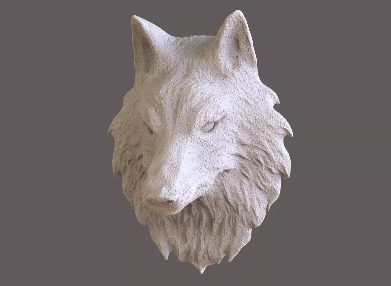 Wolf Head Sculpture 3D print model_0