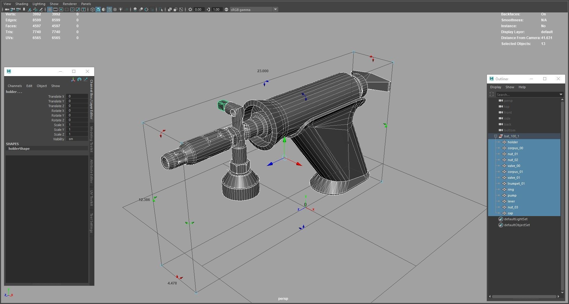 Blowtorch pneumatic air gun Low-poly 3D model_11