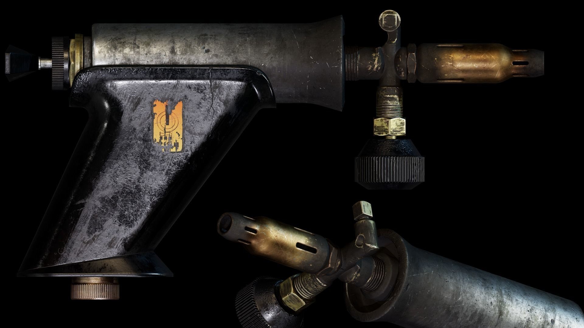 Blowtorch pneumatic air gun Low-poly 3D model_6