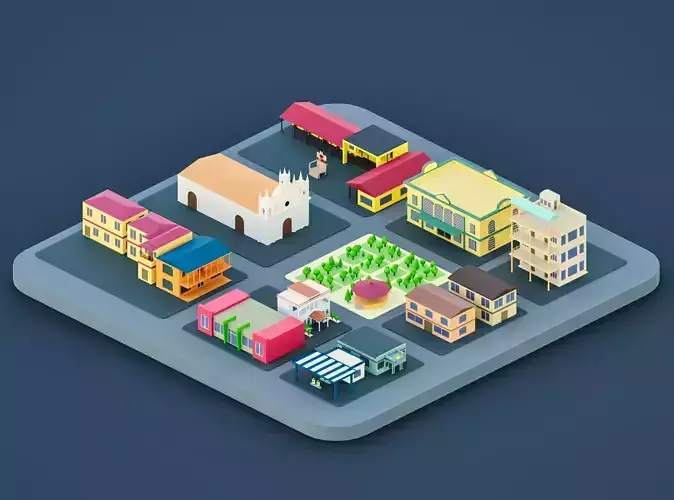 City low poly - 13 Buildings