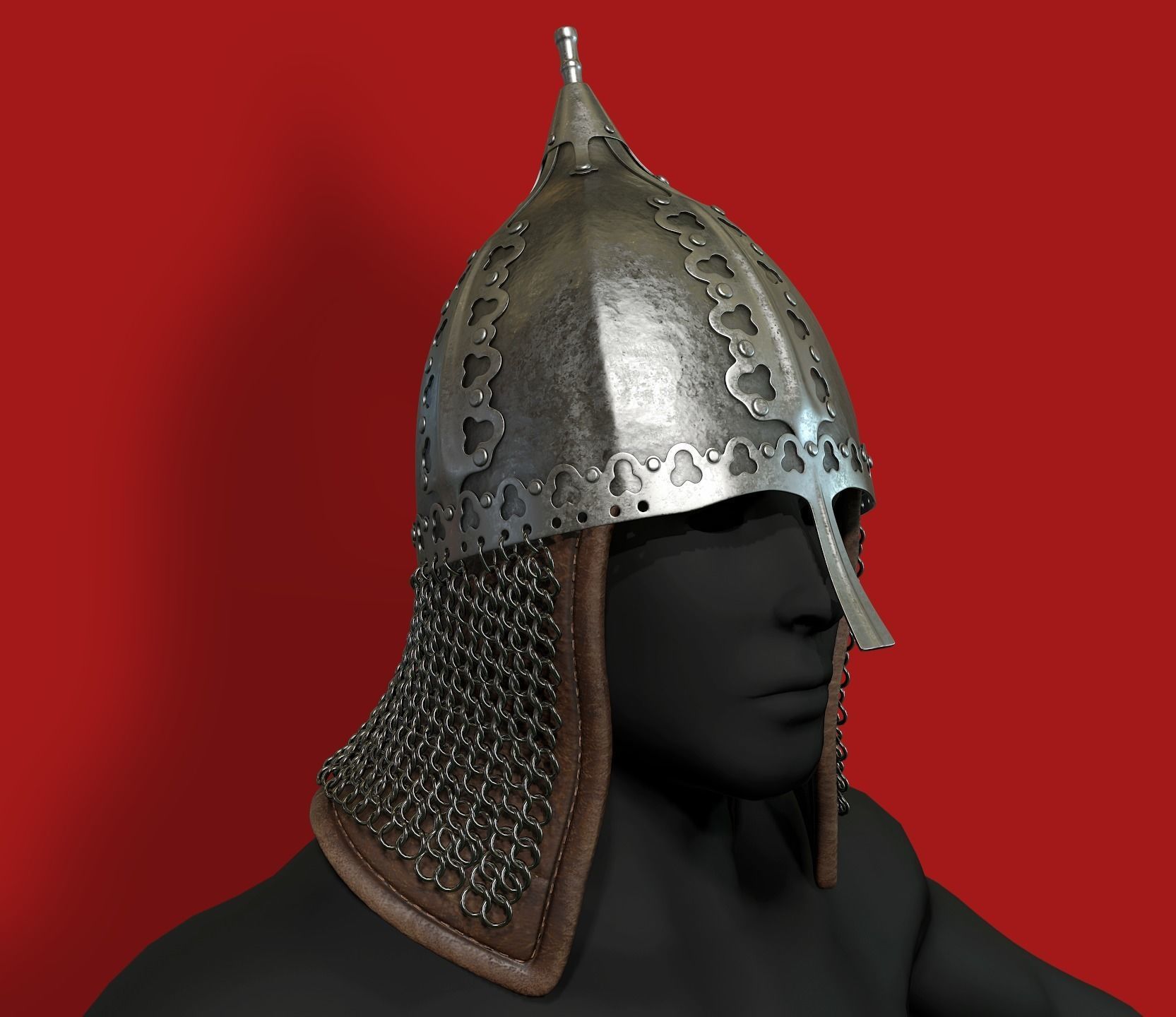 Lowpoly Russian Medieval Helmet  Low-poly 3D model_3