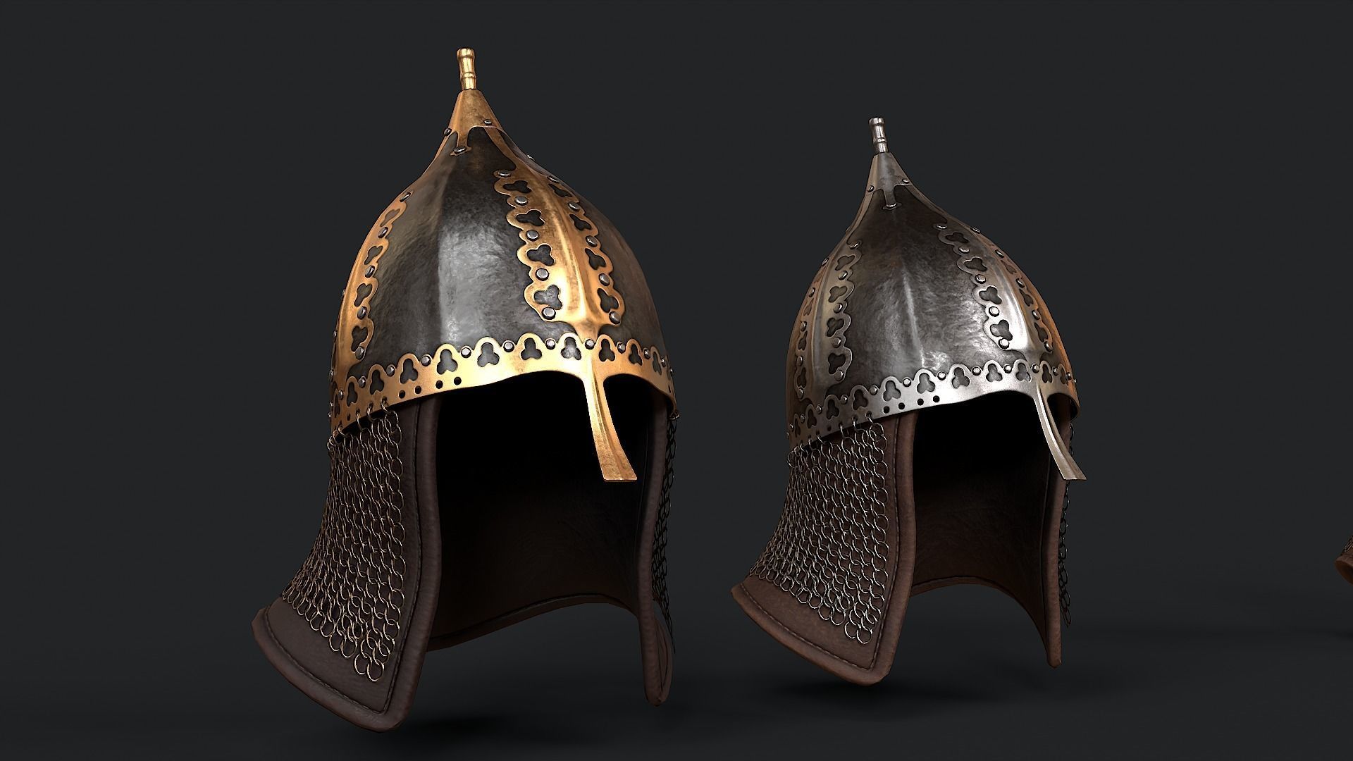 Lowpoly Russian Medieval Helmet  Low-poly 3D model_4
