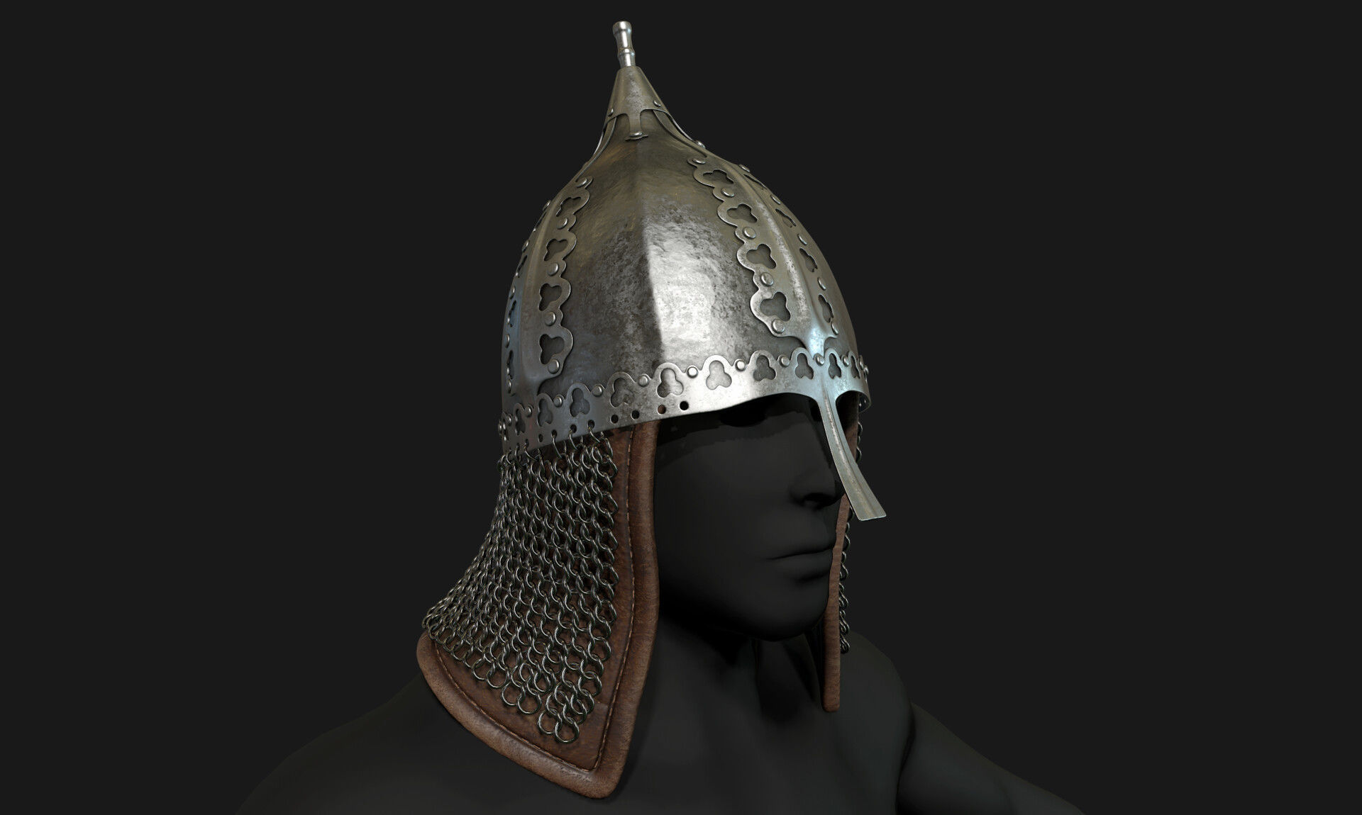 Lowpoly Russian Medieval Helmet  Low-poly 3D model_5