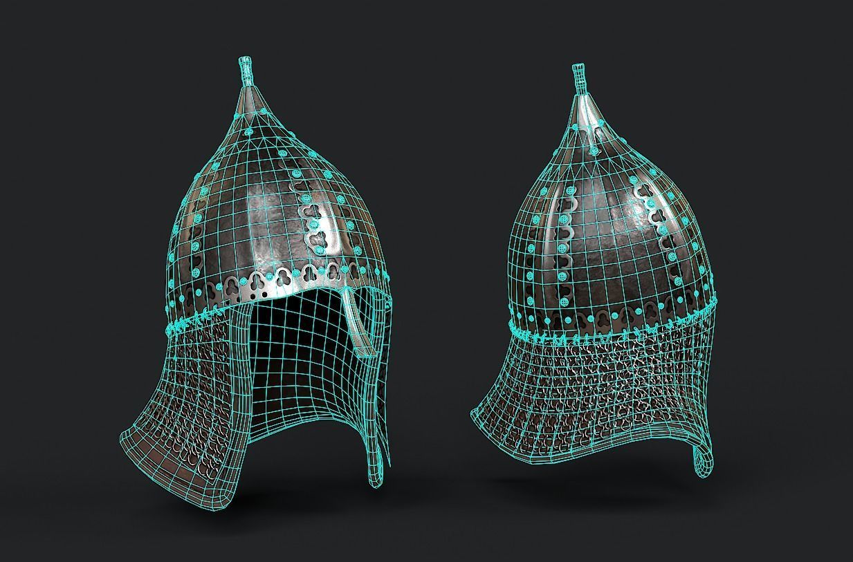 Lowpoly Russian Medieval Helmet  Low-poly 3D model_6