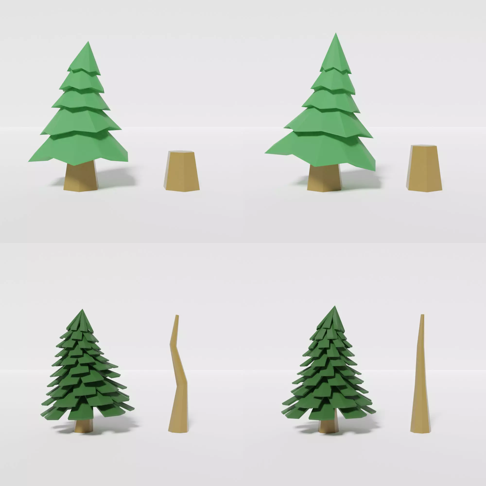 Low-Polygon Tree and Plant 3D model 8 Trees 7 plants 2 stones 3D model