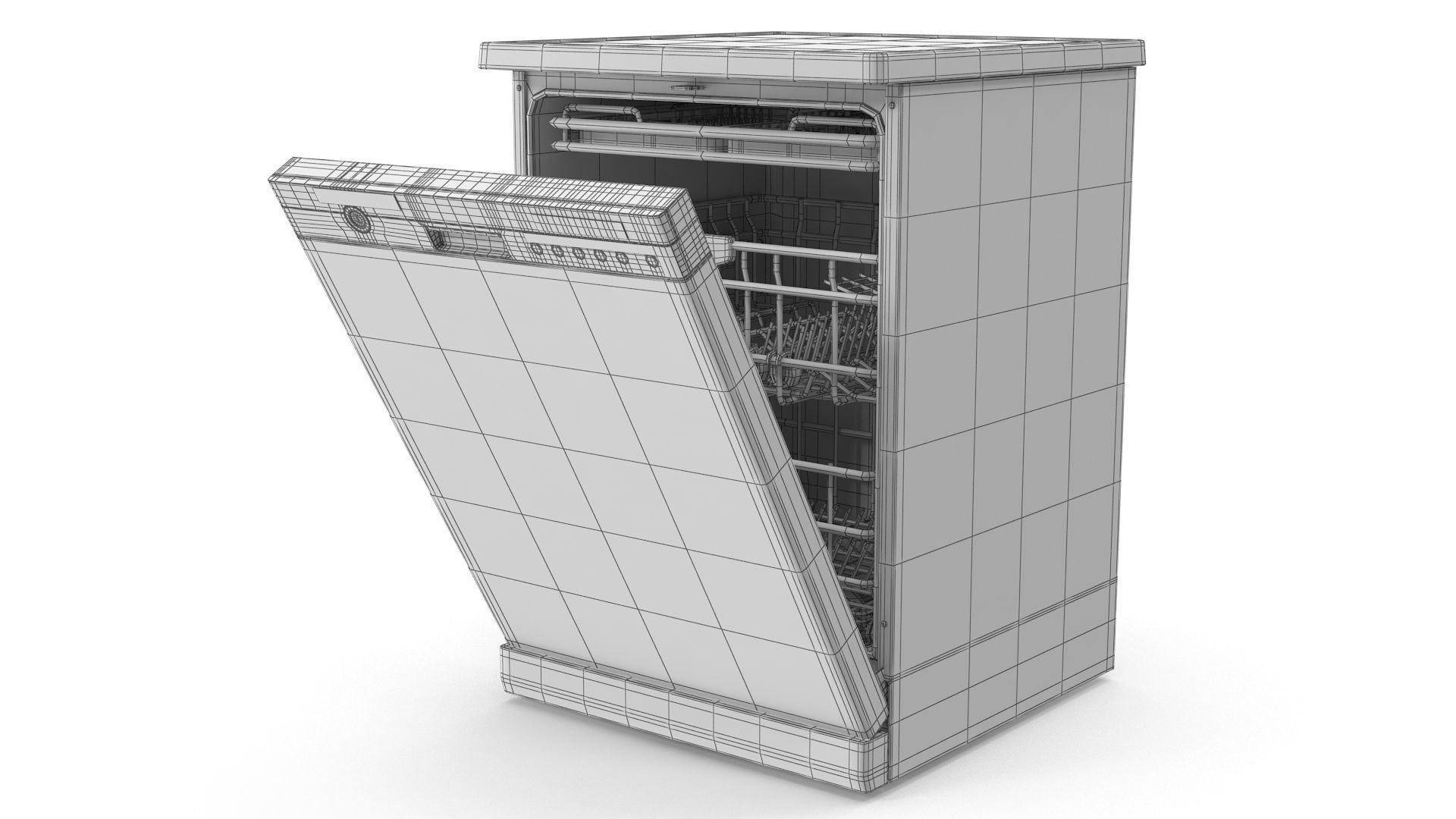 Dishwasher - Open Low-poly 3D model_9