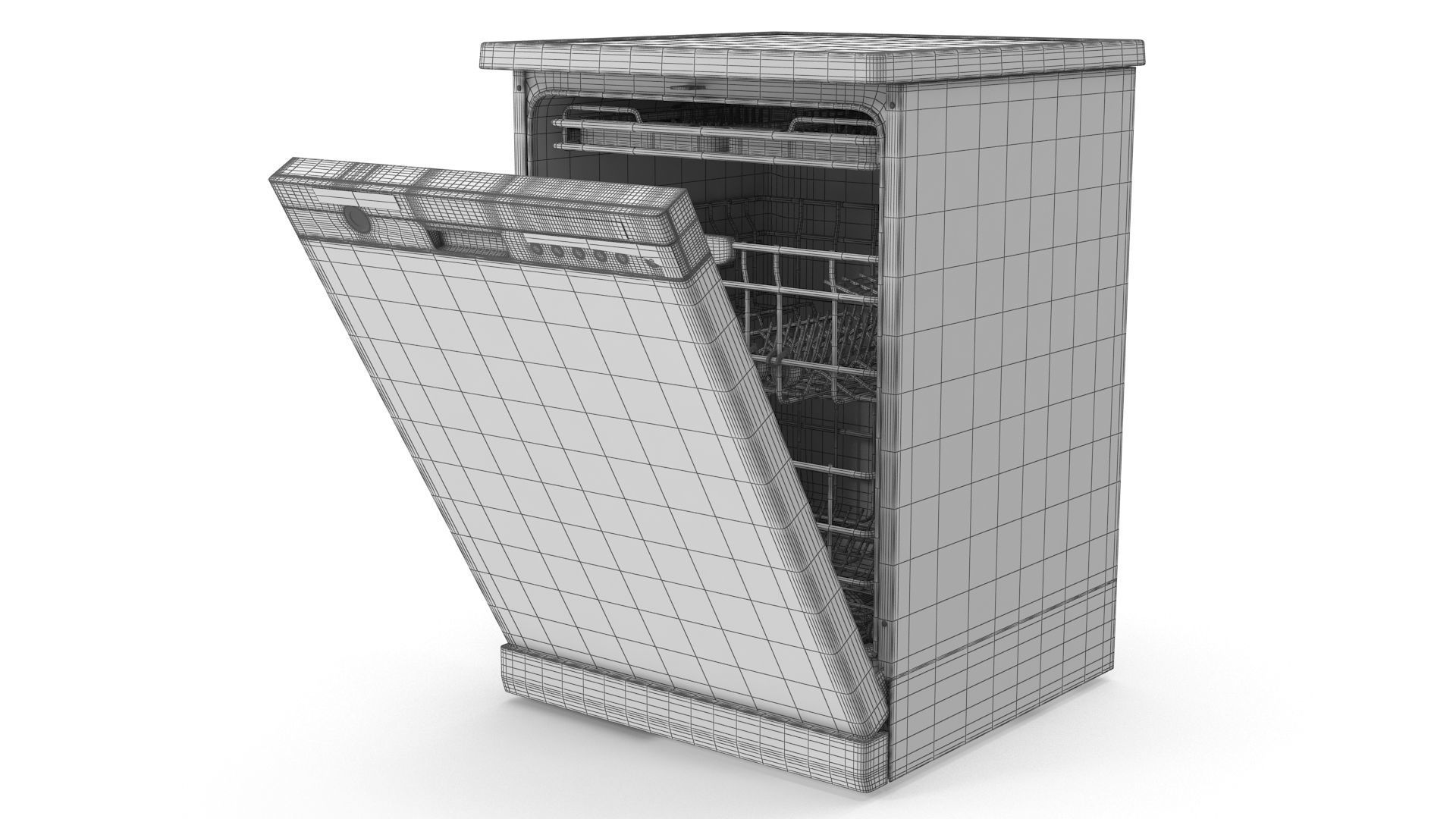 Dishwasher - Open Low-poly 3D model_10