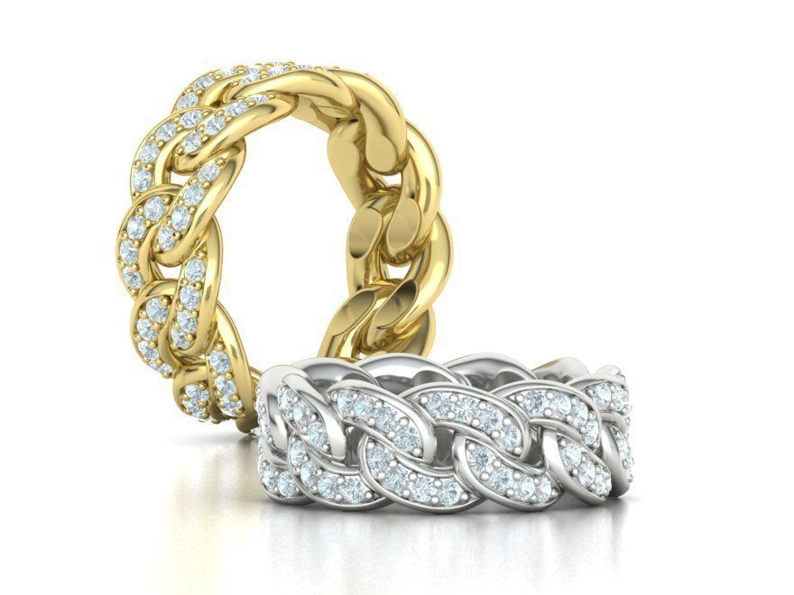 DIAMOND Cuban Link Heavy Chain Ring 9mm Wide 10US Size 3dmodel 3D print model_2