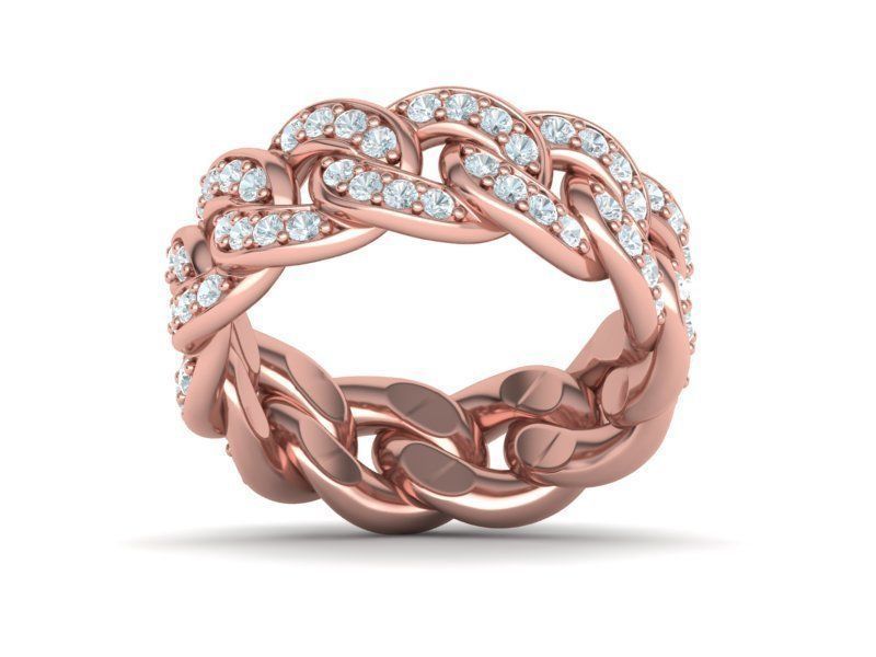 DIAMOND Cuban Link Heavy Chain Ring 9mm Wide 10US Size 3dmodel 3D print model_20