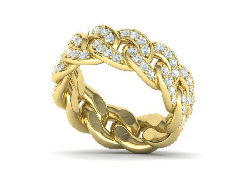 DIAMOND Cuban Link Heavy Chain Ring 9mm Wide 10US Size 3dmodel 3D print model_19