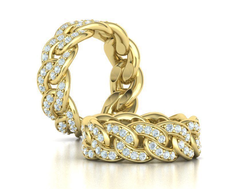 DIAMOND Cuban Link Heavy Chain Ring 9mm Wide 10US Size 3dmodel 3D print model_3