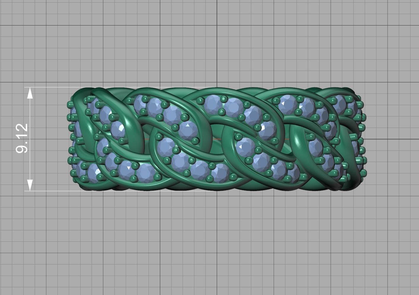 DIAMOND Cuban Link Heavy Chain Ring 9mm Wide 10US Size 3dmodel 3D print model_9