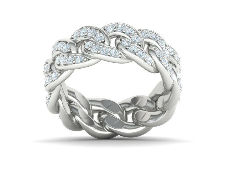 DIAMOND Cuban Link Heavy Chain Ring 9mm Wide 10US Size 3dmodel 3D print model_21