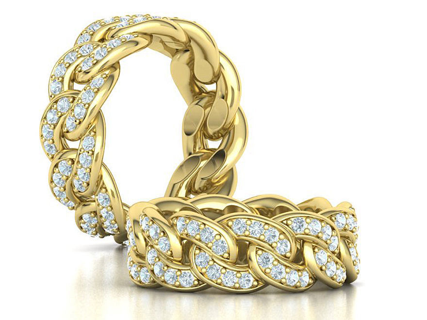 DIAMOND Cuban Link Heavy Chain Ring 9mm Wide 10US Size 3dmodel 3D print model_1