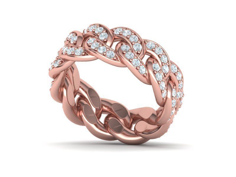 DIAMOND Cuban Link Heavy Chain Ring 9mm Wide 10US Size 3dmodel 3D print model_17