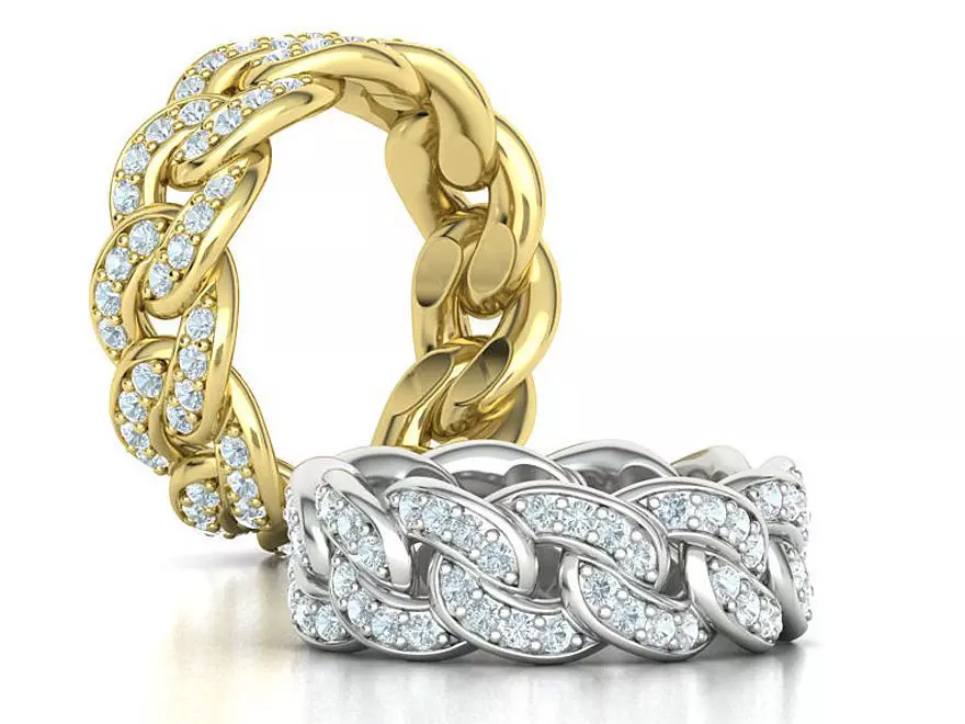 DIAMOND Cuban Link Heavy Chain Ring 9mm Wide 10US Size 3dmodel 3D print model_0