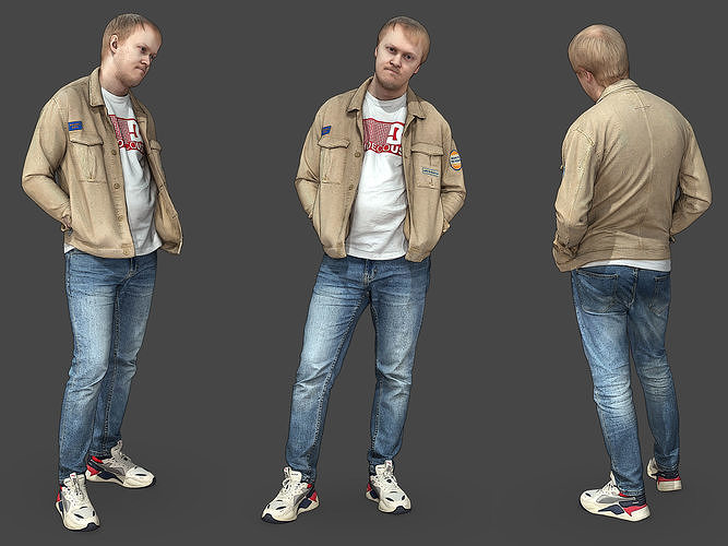 Stylized Man Character Low-poly 3D model